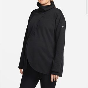 Nike Maternity Reversible Sweatshirt Pullover Top Funnel Neck Nursing Black NEW